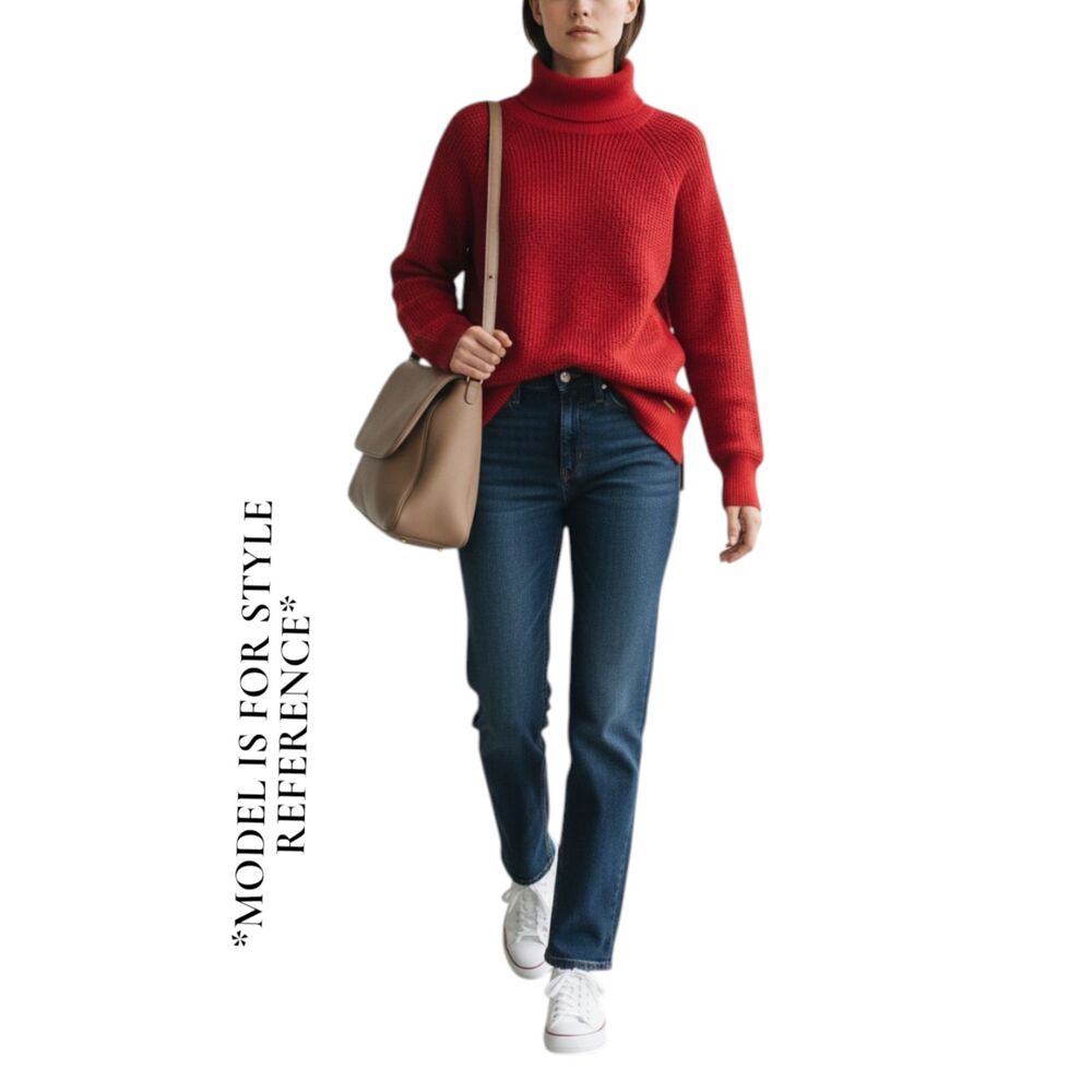 Michael Kors Red Knit Tunic Sweater Cowl Neck Size Medium Cozy Fall Winter